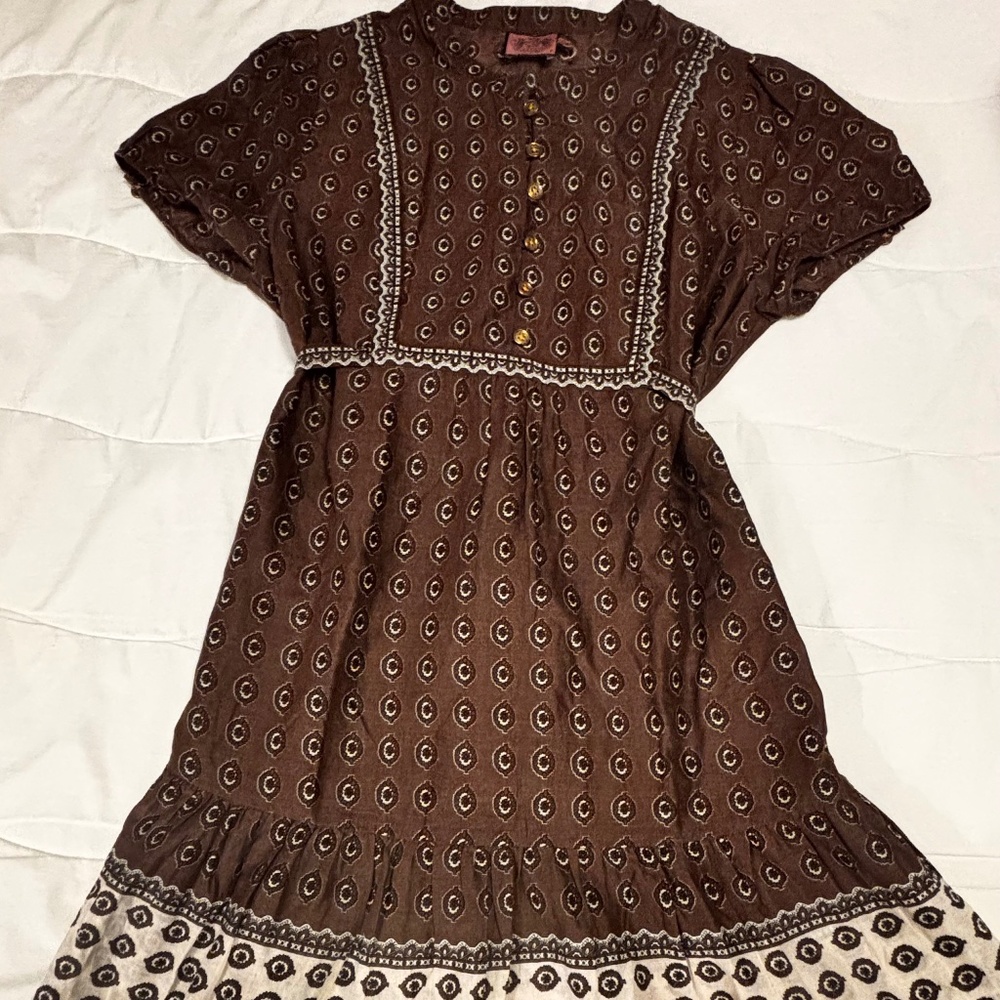 Juicy Couture Tunic Blouse Brown Short Sleeves Size Medium